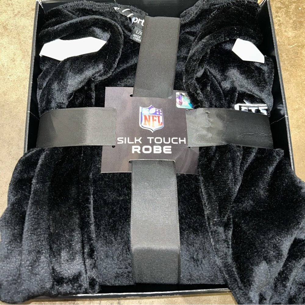 NFL New York Jets Black Silk Touch Robe With Belt NEW